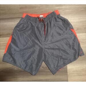 Nike Men's Large Volley Swim Shorts Trunks Bathing Suit Orange/Gray